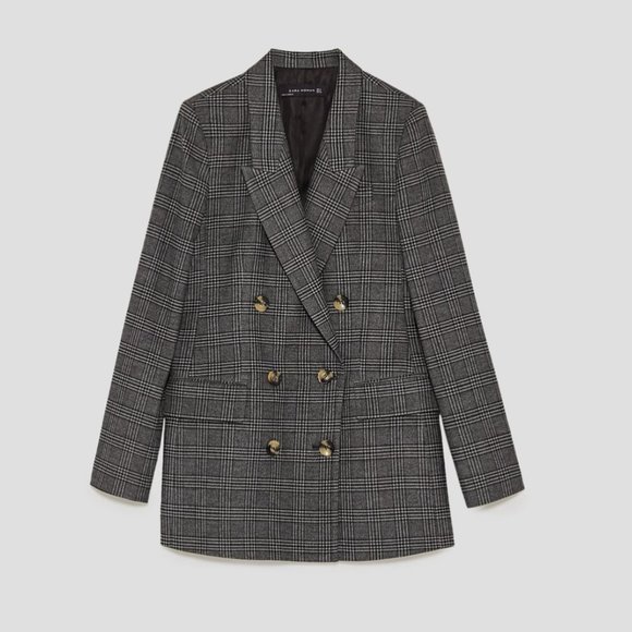 Zara Double-Breasted Check Blazer - Picture 5 of 6